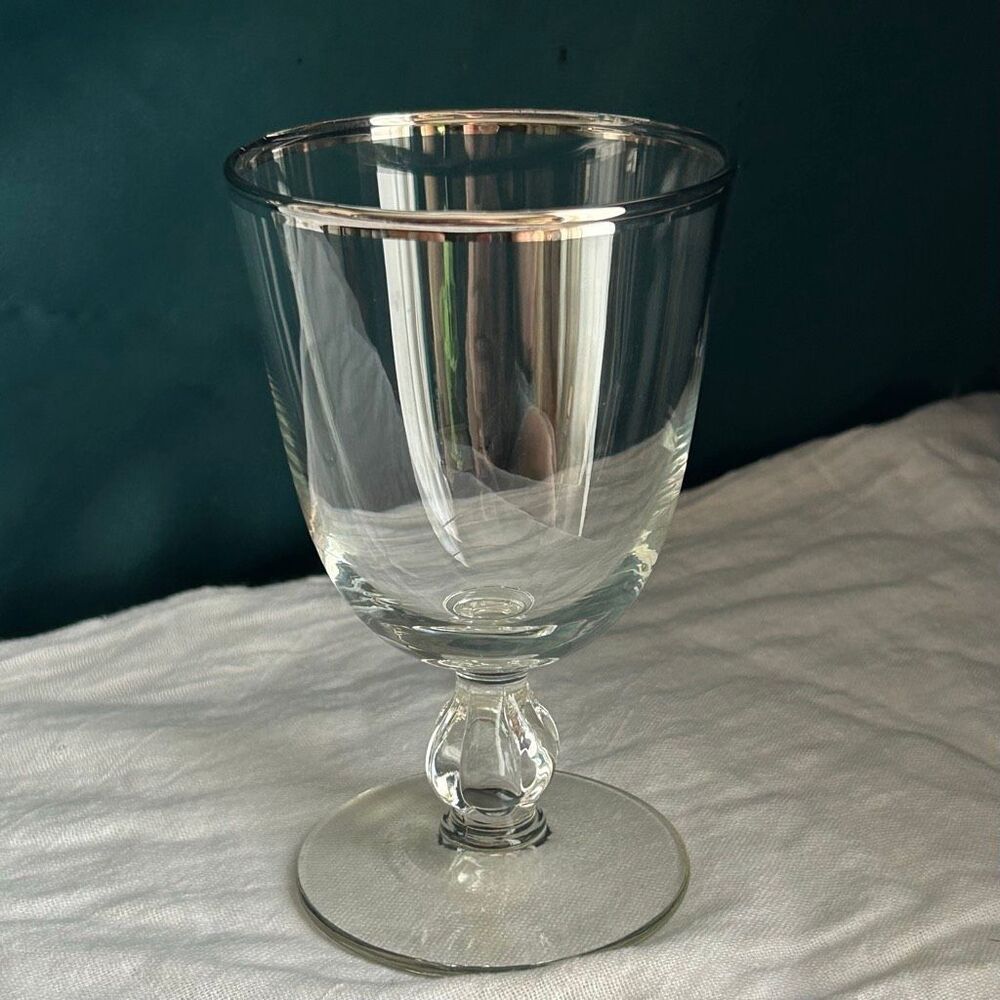 Elegant Libbey Water Goblet Glass 3003-15 Collection Platinum Band